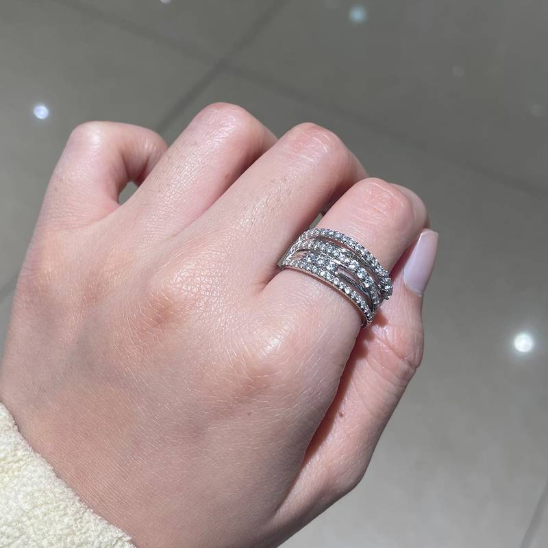 FashionWomen's RingS925银镀18K白金定制选款副石Moissanite0.93ct